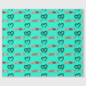 イニシャル金ゴールドブラシストロークハート パーソナライズされた ラッピングペーパー (フラット)