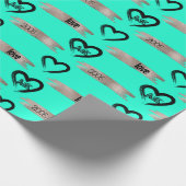 イニシャル金ゴールドブラシストロークハート パーソナライズされた ラッピングペーパー (角)