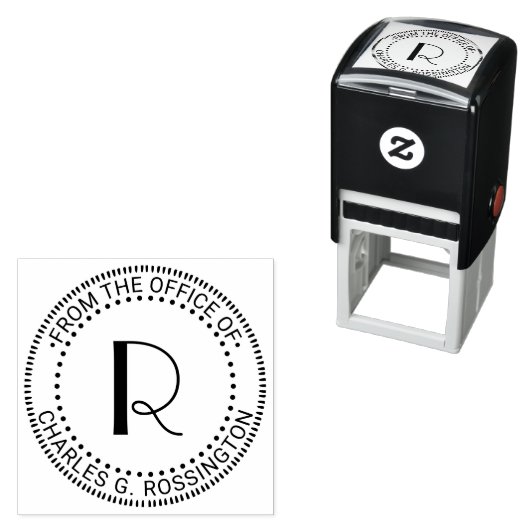 イニシャル1文字のモノグラム 「オフィスから」 セルフインキングスタンプ (インサイチュ)