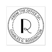 イニシャル1文字のモノグラム 「オフィスから」 セルフインキングスタンプ (デザイン)