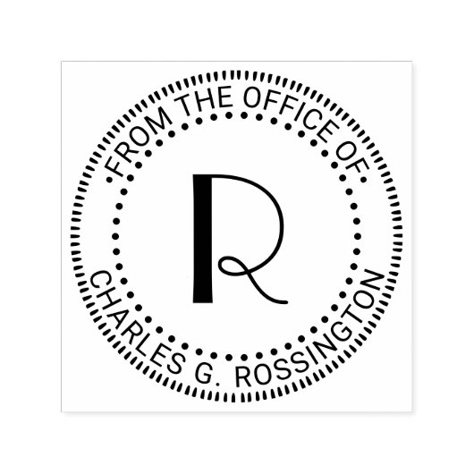 イニシャル1文字のモノグラム 「オフィスから」 セルフインキングスタンプ (デザイン)