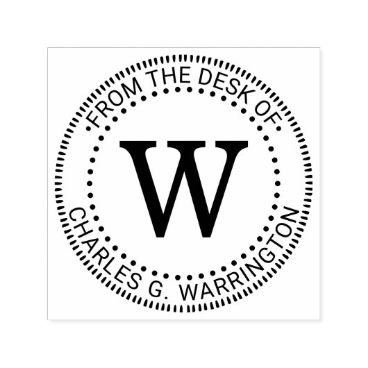 イニシャル1文字のモノグラム「机から」 セルフインキングスタンプ (デザイン)