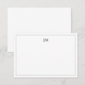 イニシャル2文字のブラック カップル ステーショナリー サンキューカード (正面/裏面)