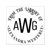 イニシャル3文字のモノグラム#1 図書館の本の名前 セルフインキングスタンプ (デザイン)