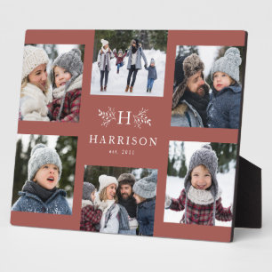 イニシャル6枚写真コラージュ 家族名 ダスティローズ フォトプラーク