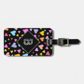 イニシャル+おもしろい、ラビング、カラフルハートパターン ラゲッジタグ (正面横)