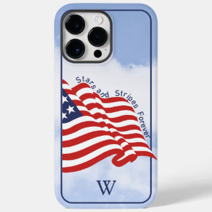 イニシャル：アメリカ国旗の星と永遠ストライプの Case-Mate iPhone 14 PRO MAXケース