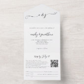 イニシャル エレガント スクリプト QR コード 任意の色 オールインワン招待状 (内側)