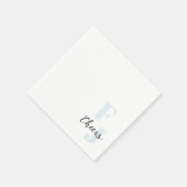 イニシャル・クラシックモノグラはっきりしたムモダン・ブルー スタンダードカクテルナプキン (角)