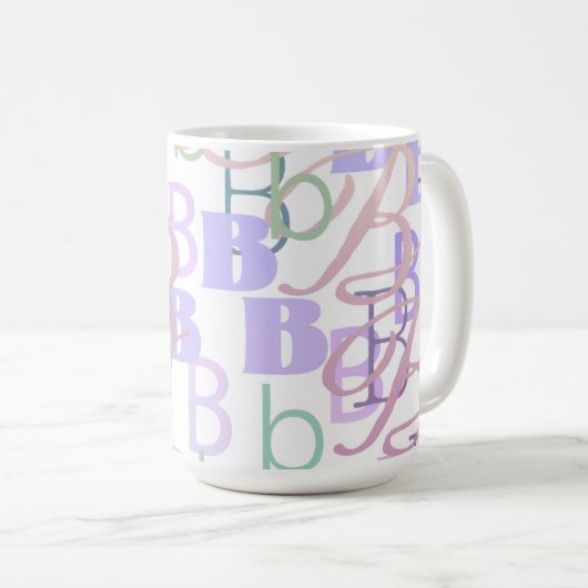イニシャル コンフェティ "B" コーヒーマグカップ (正面右)