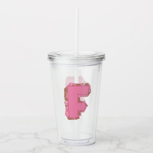 イニシャル コーヒー F モノグラム アクリルタンブラー (正面)