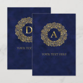 イニシャル ゴールド ダマスク クラシック パターン サンキューカード (正面/裏面)