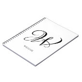 イニシャル パーソナライズ エレガント ホワイト モノグラム ノートブック (左側)