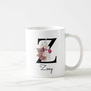 イニシャル ピンク フラワー Z コーヒー コーヒーマグカップ