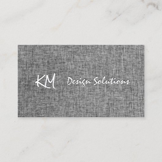 イニシャル |ファブリックグレーテクスチャ背景 名刺 (正面)