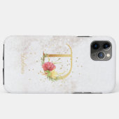 イニシャル フローラル モノグラム 名前 D 文字 名入れ Case-Mate iPhoneケース (裏面(横))
