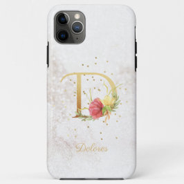 イニシャル フローラル モノグラム 名前 D 文字 名入れ iPhone 11 PRO MAXケース