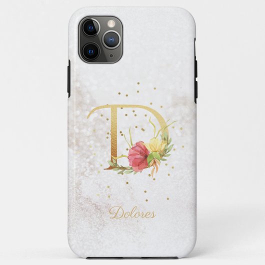 イニシャル フローラル モノグラム 名前 D 文字 名入れ Case-Mate iPhoneケース (裏面)