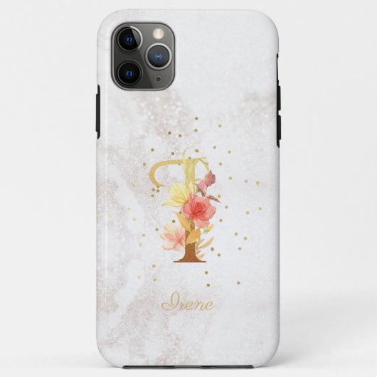 イニシャル フローラル モノグラム 名前 I 文字のカスタマイズ Case-Mate iPhoneケース (裏面)