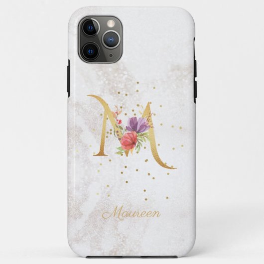 イニシャル フローラル モノグラム 名前 M 文字 名入れ Case-Mate iPhoneケース (裏面)
