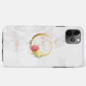 イニシャル フローラル モノグラム O 文字 名前入り Case-Mate iPhoneケース (裏面(横))