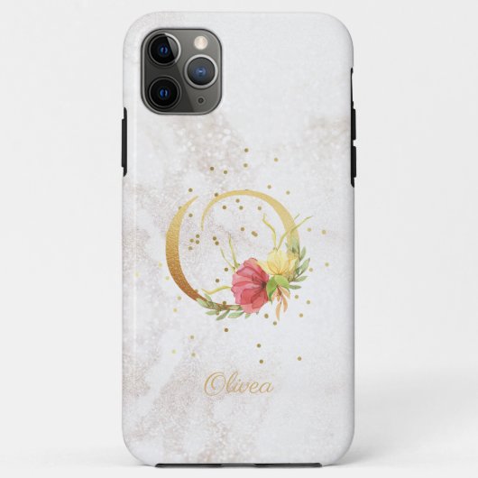 イニシャル フローラル モノグラム O 文字 名前入り Case-Mate iPhoneケース (裏面)