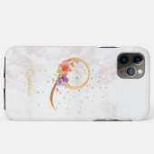 イニシャル フローラル モノグラム Q 文字  名前入り Case-Mate iPhoneケース (裏面(横))