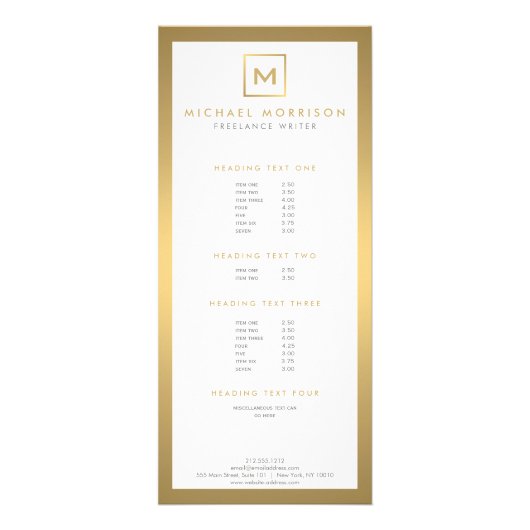 イニシャル/モノグラムの金ゴールド付きボックスのロフェイクゴ ラックカード (正面)