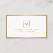 イニシャル/モノグラムの金ゴールド付きボックスのロフェイクゴ 名刺 (正面)