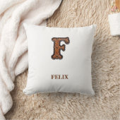 イニシャル モノグラム カウボーイ革 レザー F クッション (ブランケット)