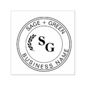 イニシャル モノグラム ビジネス ボタニカル リーブ ラウンド セルフインキングスタンプ (デザイン)