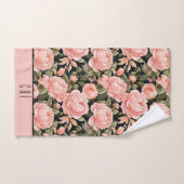 イニシャル モノグラム ピンク 花柄 ブライダルシャワー バスタオルセット (ハンドタオル)