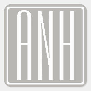 イニシャル モノグラム 白文字 グレーの背景 スクエアシール