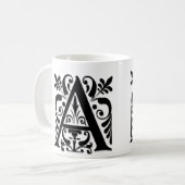 イニシャル モノグラム - 紙切り抜きスタイル コーヒーマグカップ (正面左)