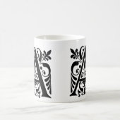 イニシャル モノグラム - 紙切り抜きスタイル コーヒーマグカップ (中央)