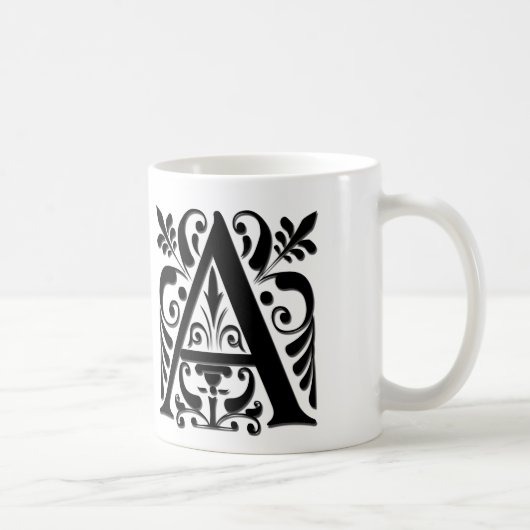 イニシャル モノグラム - 紙切り抜きスタイル コーヒーマグカップ (右)