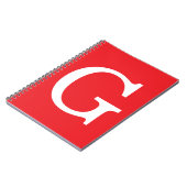 イニシャル モノグラム 赤 白 シンプル おしゃれ ノートブック (左側)