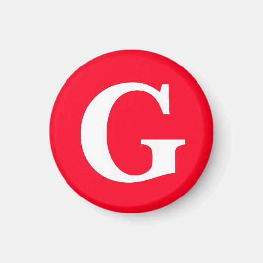 イニシャル モノグラム 赤 白 シンプル おしゃれ マグネット (正面)