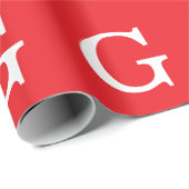 イニシャル モノグラム 赤 白 シンプル おしゃれ ラッピングペーパー (ロールコーナー)