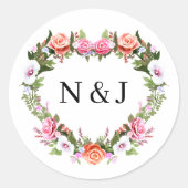イニシャル ロマンチック ローズ 花 ハート 結婚 封印 (正面)