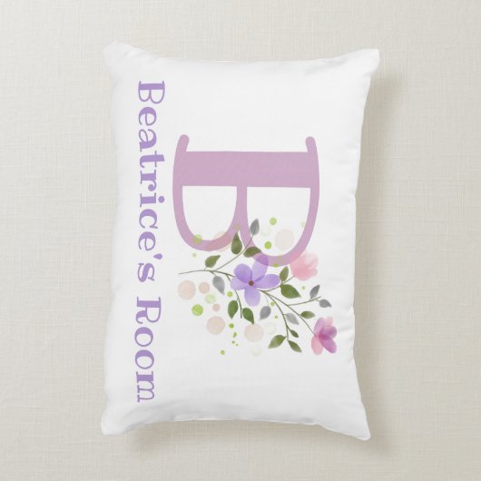 イニシャル&名前とフローラデザインアクセント枕 アクセントクッション (裏面(縦))