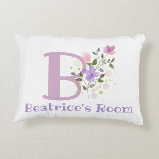 イニシャル&名前とフローラデザインアクセント枕 アクセントクッション (裏面)