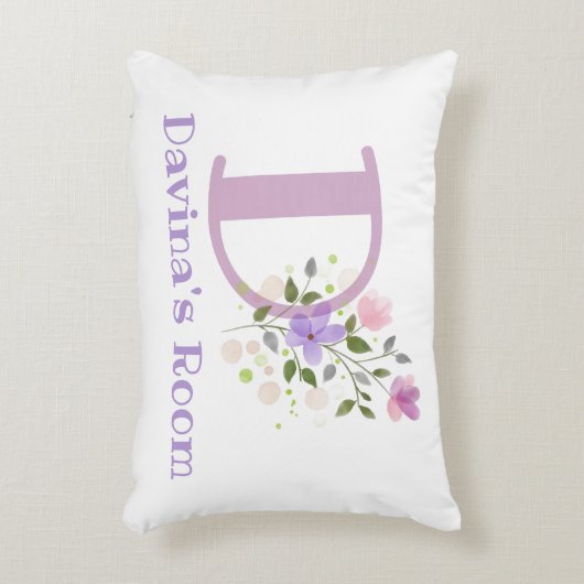 イニシャル&名前とフローラデザインアクセント枕 アクセントクッション (正面(垂直))