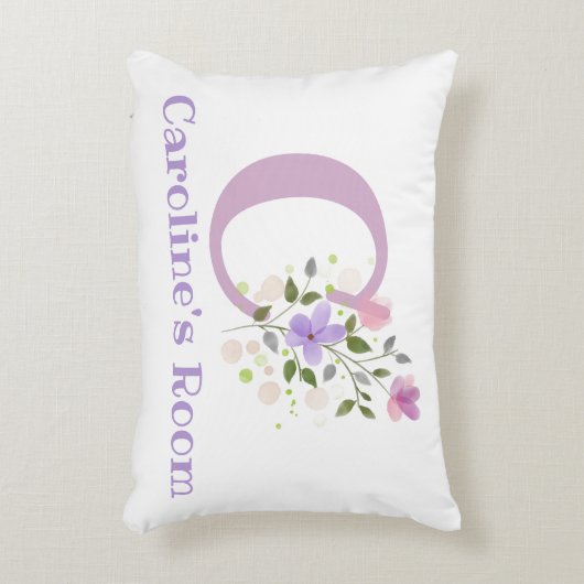 イニシャル&名前とフローラデザインアクセント枕 アクセントクッション (正面(垂直))