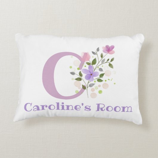 イニシャル&名前とフローラデザインアクセント枕 アクセントクッション (裏面)
