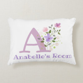 イニシャル&名前とフローラデザインアクセント枕 アクセントクッション