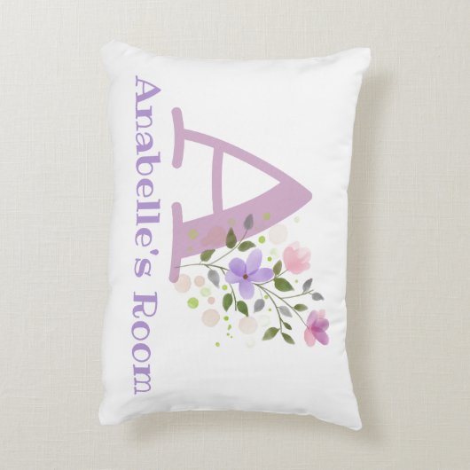 イニシャル&名前とフローラデザインアクセント枕 アクセントクッション (裏面(縦))