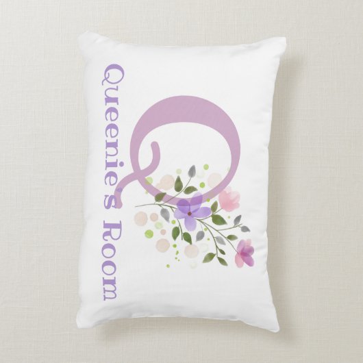 イニシャル&名前とフローラデザインアクセント枕 アクセントクッション (裏面(縦))