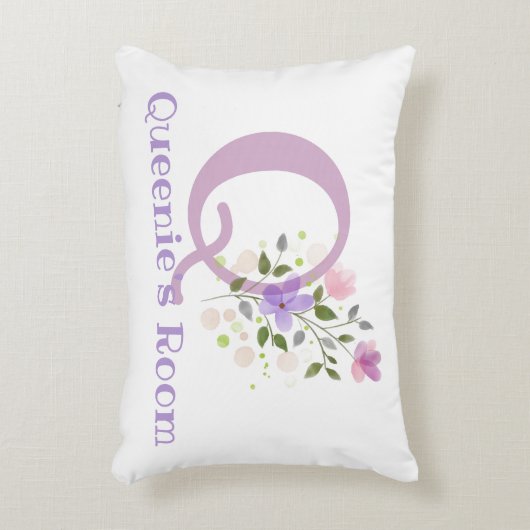 イニシャル&名前とフローラデザインアクセント枕 アクセントクッション (正面(垂直))