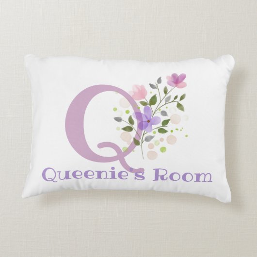 イニシャル&名前とフローラデザインアクセント枕 アクセントクッション (裏面)